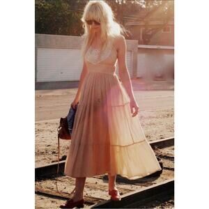 Anthropologie | Wendy Katlen Beige Boho Tiered Dress